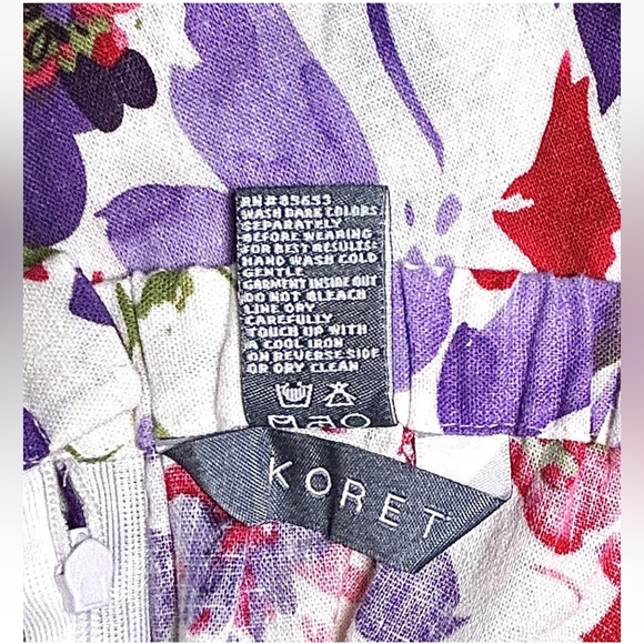 Koret Women’s Linen Blend A-Line Bright Floral Skirt Multi 10 - Picture 8 of 10